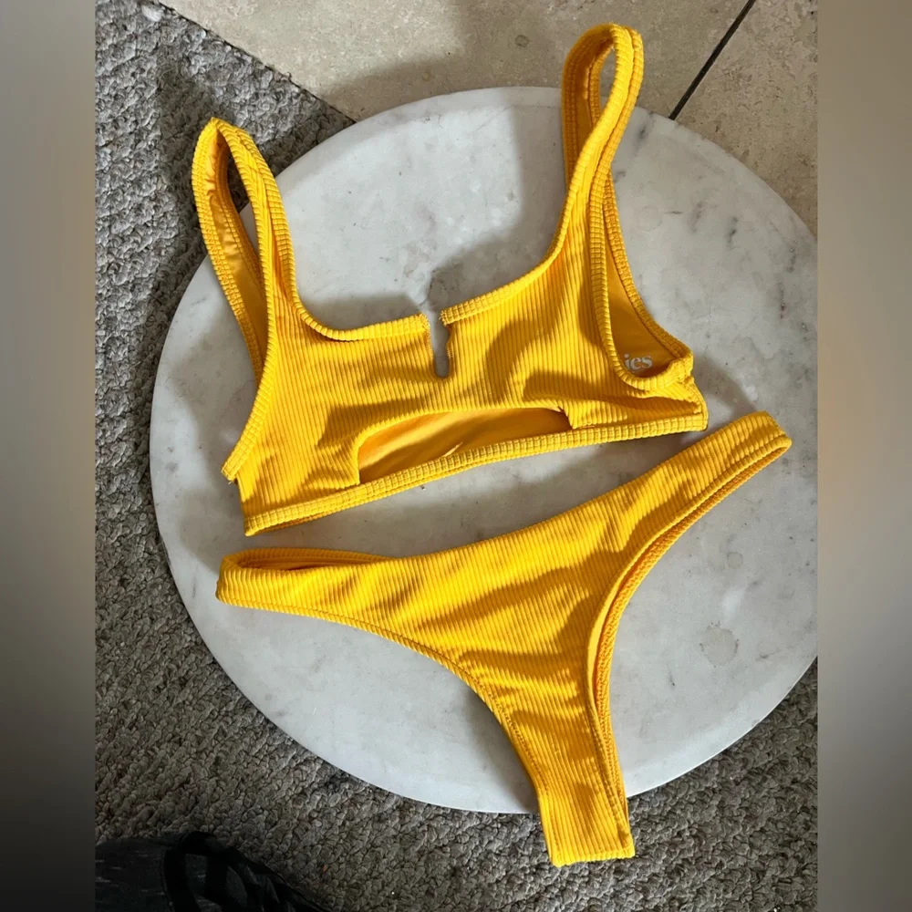 Frankie’s Bikinis yellow sexy and sporty bikini